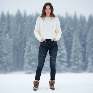 Universal Thread Ivory Cable Knit Argyle Design Sweater Size L